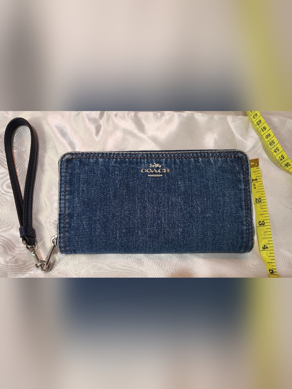 Coach Denim Zip Wallet - Medium Blue with Silver Logo - Picture 5 of 10